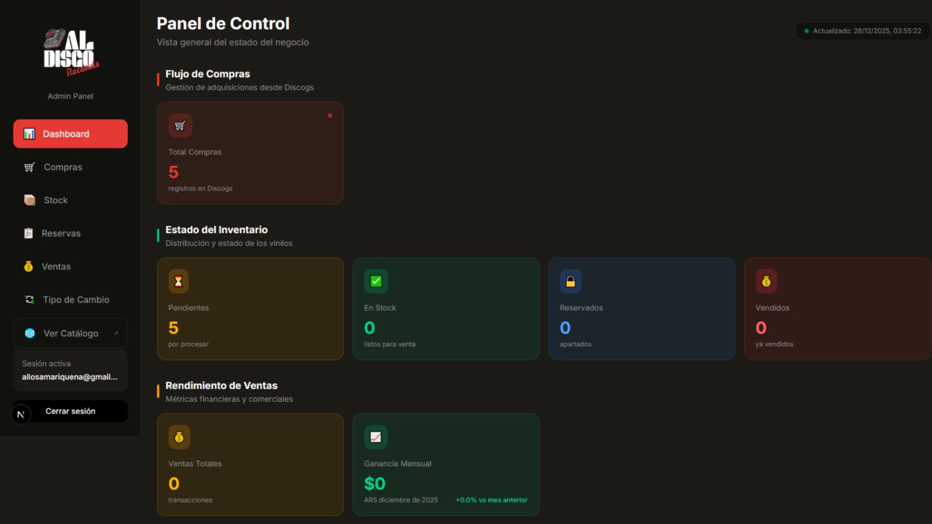 Control de Stock y Catálogo Online para Al Disco Records